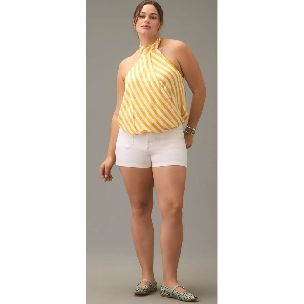 Anthropologie‎ Maeve Bubble Hem Halter Tank Top Summer Yellow 1X